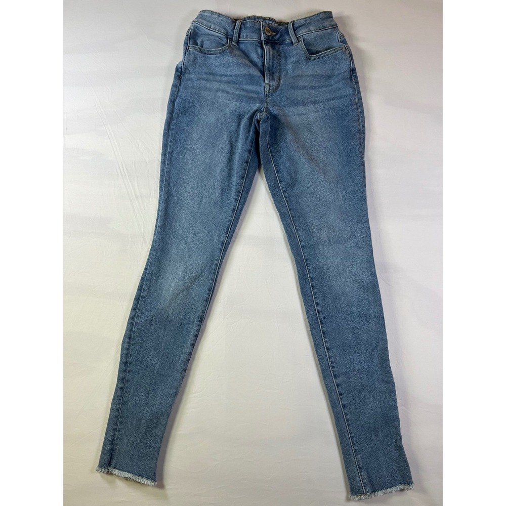 Maurices Womens Skinny Jeans High Rise Raw Hem Blue Size S REG